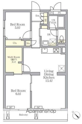 メゾンカルム中落合ノース(2SLDK/2階)の間取り写真