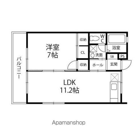 グリンエイト・サン(1LDK/1階)の間取り写真