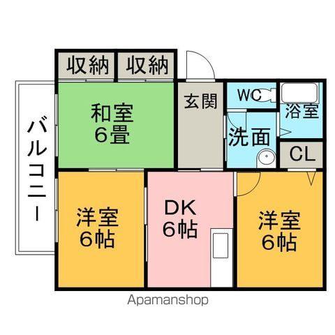 ファミールハイツこもりの(3DK/2階)の間取り写真