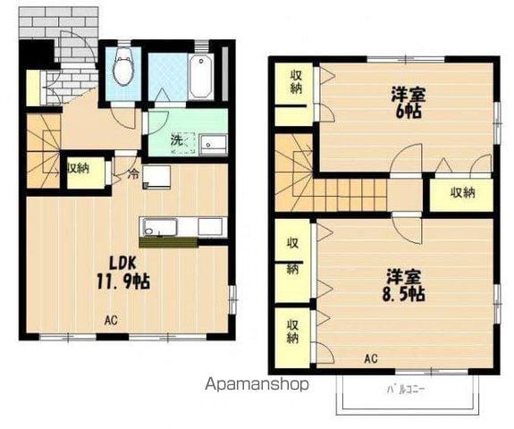 グランバリエ福島Ａ・Ｂ棟(2LDK)の間取り写真