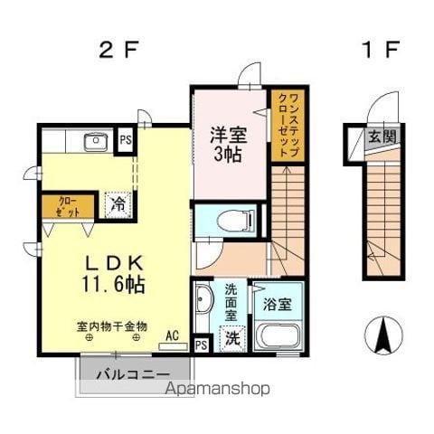 ナスガ B(1LDK/2階)の間取り写真