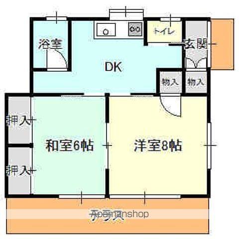 陸羽東線 塚目駅 徒歩7分 1階建 築36年(2DK)の間取り写真