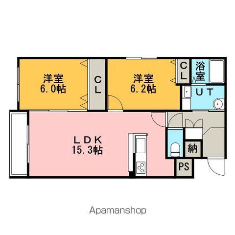 ボナール恵み野Ⅱ(2LDK/1階)の間取り写真