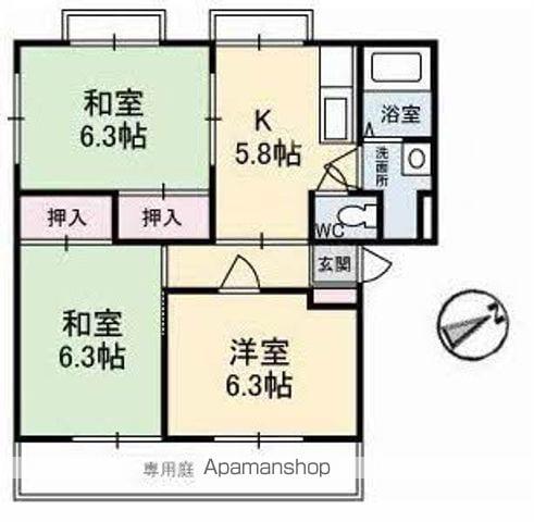 レヴールK Ⅰ・Ⅱ(3K/1階)の間取り写真