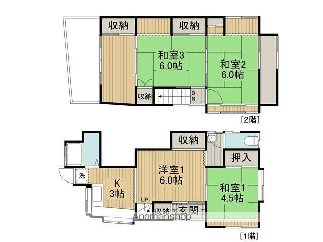 中央本線 上諏訪駅 徒歩12分 2階建 築62年(4K)の間取り写真