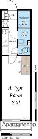 リブリ・宿河原(1K/3階)の間取り写真