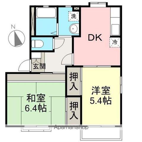 ヌーベルバーグC(2DK/2階)の間取り写真