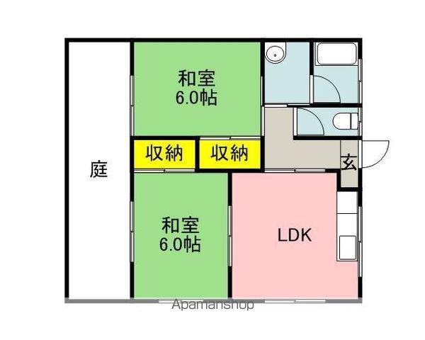 八幡台アパート F(2DK/1階)の間取り写真