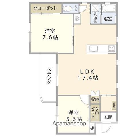 沖縄県中頭郡嘉手納町 3階建 築1年(2LDK/3階)の間取り写真