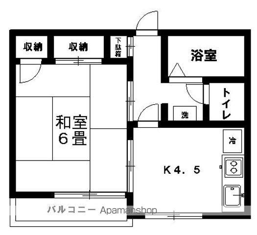 ウッドハウス(1K/2階)の間取り写真
