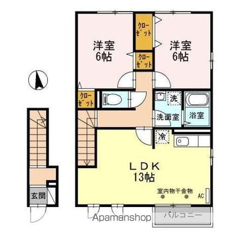 グランディフローラ(2LDK/2階)の間取り写真