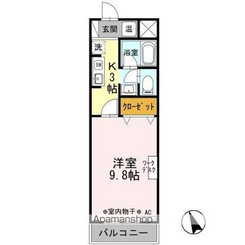 クレセントハウス・七瀬(1K/3階)の間取り写真