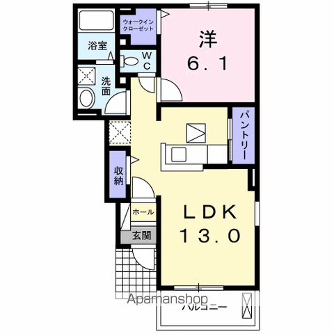ミルト西新浜Ⅰ棟(1LDK/1階)の間取り写真