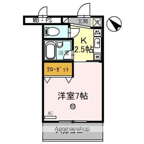 サンタウン竹鼻B棟(1K/2階)の間取り写真