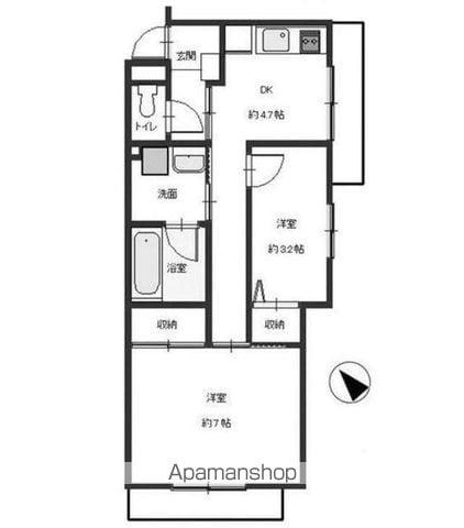 サニーサイドK(2DK/2階)の間取り写真