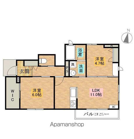 カースル(2LDK/1階)の間取り写真