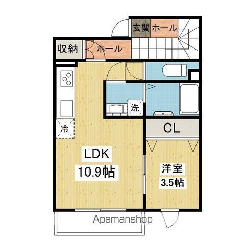 SORA-LA祝谷 2番館(1LDK/2階)の間取り写真