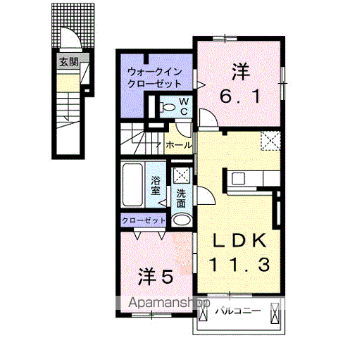 ホーム パピュラ A(2LDK/2階)の間取り写真