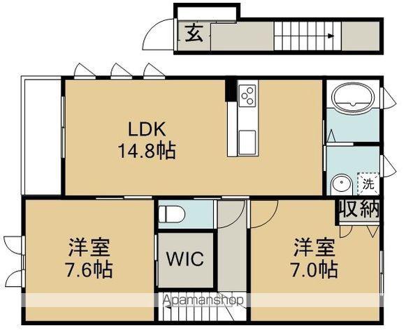 山茶花A(2LDK/2階)の間取り写真