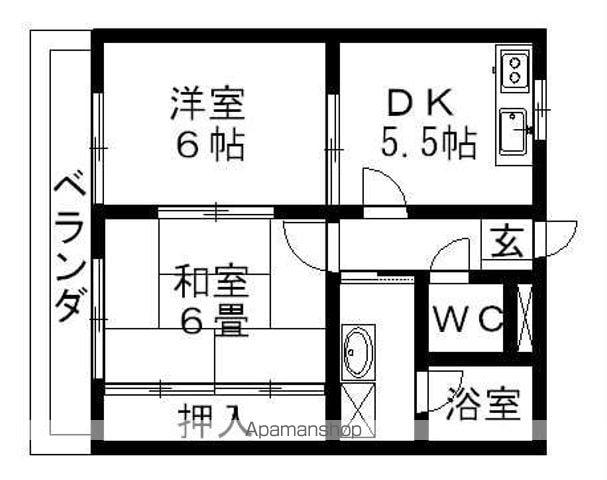 グレイスアサヒ(2LDK/2階)の間取り写真