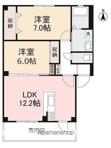フォブールあさひ(2LDK/1階)の間取り写真