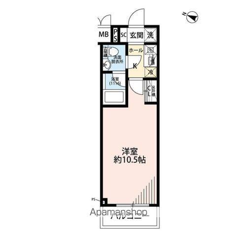 プレール・ドゥーク中板橋Ⅱ(1K/1階)の間取り写真