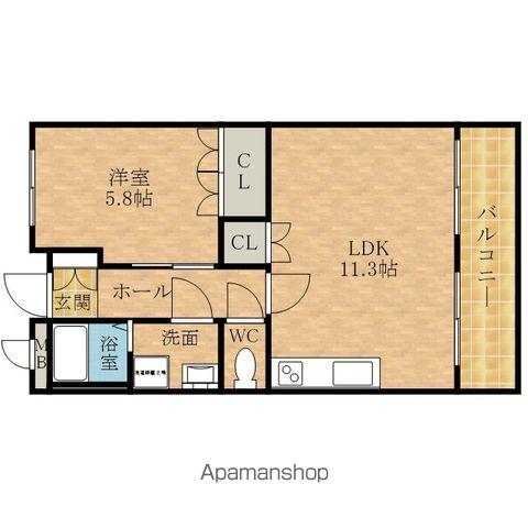 アシューレ東岸和田(1LDK/2階)の間取り写真