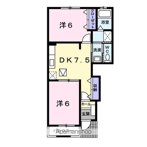 ポルトラーノ Ⅲ(2DK/1階)の間取り写真