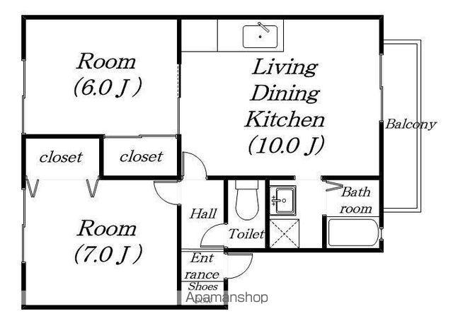 メゾン・ラ・コート(2LDK/1階)の間取り写真