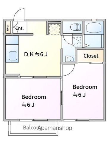 オルテンシア希望が丘D(2DK/1階)の間取り写真