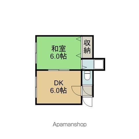 21条ビル(1DK/1階)の間取り写真