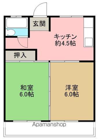 ハイツナカオカ(2K/2階)の間取り写真