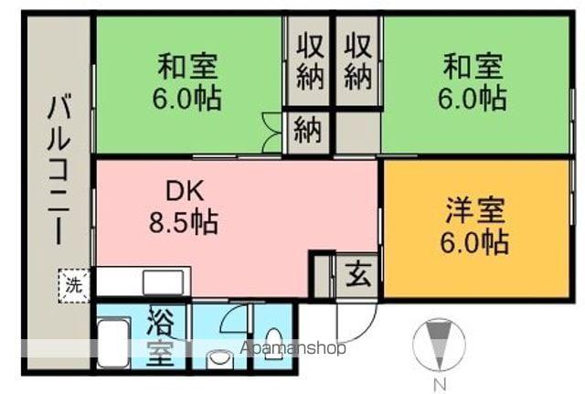 ベルコート七宝台(3DK/1階)の間取り写真