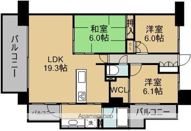 サーパス新町一番館(3LDK/5階)の間取り写真
