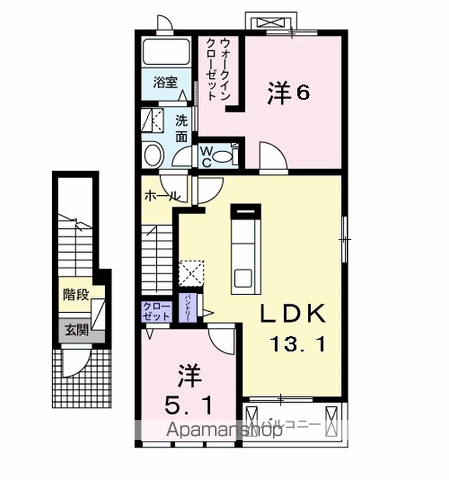 アヴェニュー(2LDK/2階)の間取り写真
