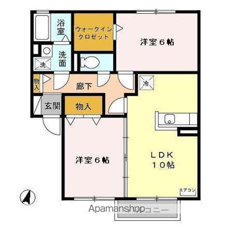 ロワールⅠ(2LDK/1階)の間取り写真