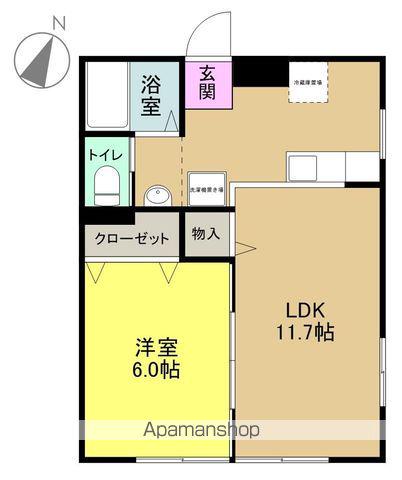 グリーンウッド(1LDK/1階)の間取り写真