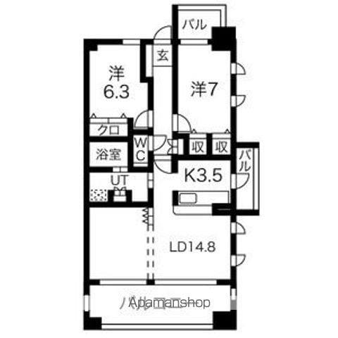 プレディアスタイル千種北旧 千種北マンション(2LDK/2階)の間取り写真