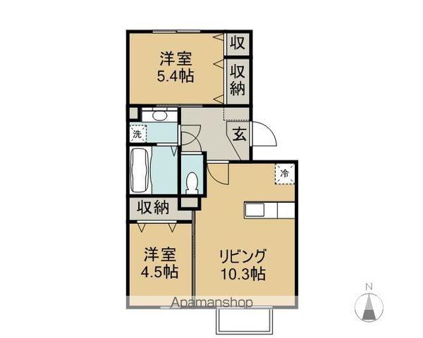 サニーヒルズ(2LDK/2階)の間取り写真