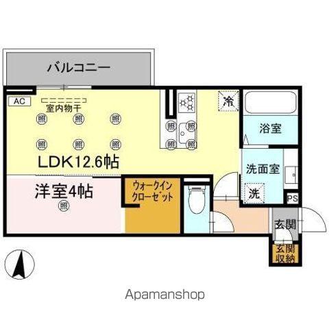 クランツ北井門B(1LDK/3階)の間取り写真