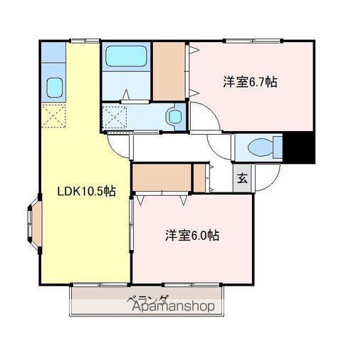 ウッドフラッグ(2LDK/1階)の間取り写真