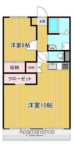 サンライズ祝吉(1LDK/2階)の間取り写真