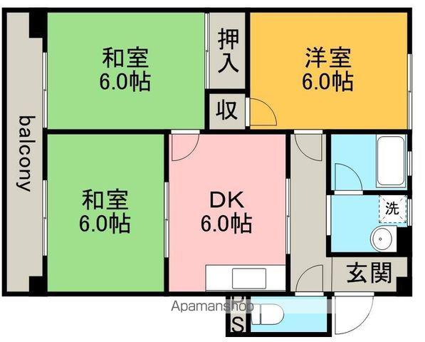 コーポエデン(3DK/3階)の間取り写真