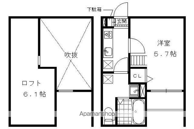 フレシール(1K/1階)の間取り写真