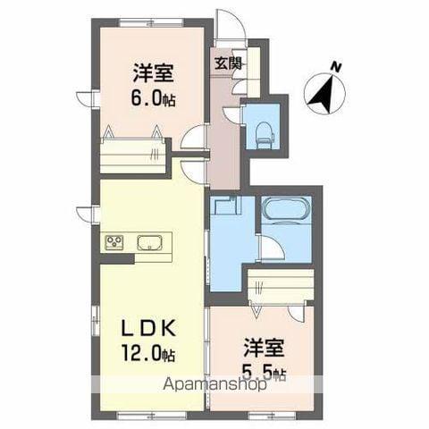 プロヌーブ沖洲3番館(2LDK/1階)の間取り写真