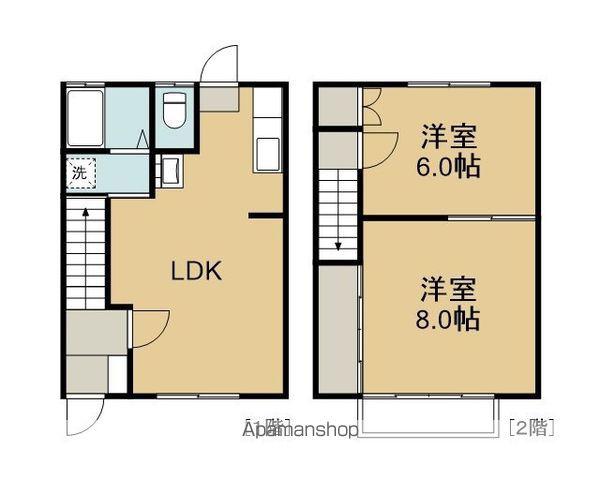 コーポタウン佐々木(2LDK/2階)の間取り写真