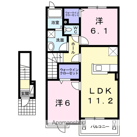 ブラン ミュール 七夕Ⅱ(2LDK/2階)の間取り写真