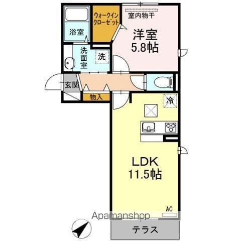 D-ROOM博多南弐番館(1LDK/1階)の間取り写真