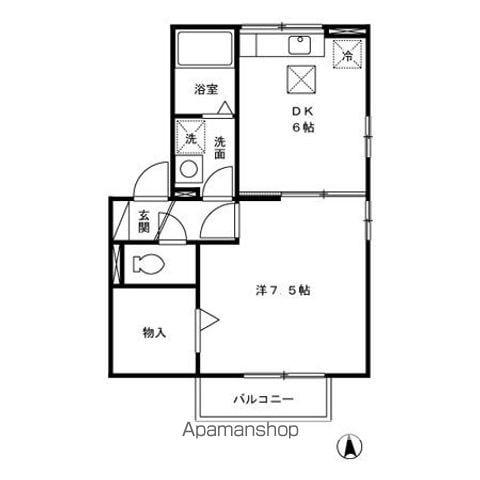 リビングタウン小鹿A(1DK/2階)の間取り写真