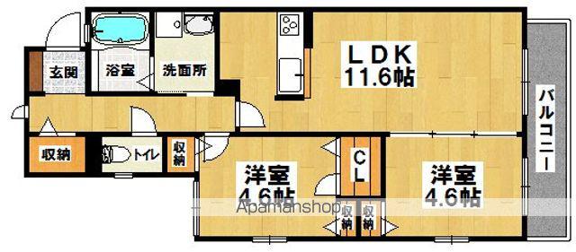 シャーメゾンからたち(2LDK/2階)の間取り写真